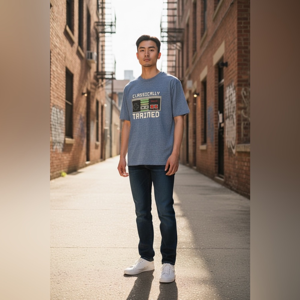 Unisex Blue T-Shirt with Retro Nintendo Design